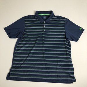 Adidas Climacool Mens XL Blue White Striped Short Sleeve Golf Polo Shirt L64‎